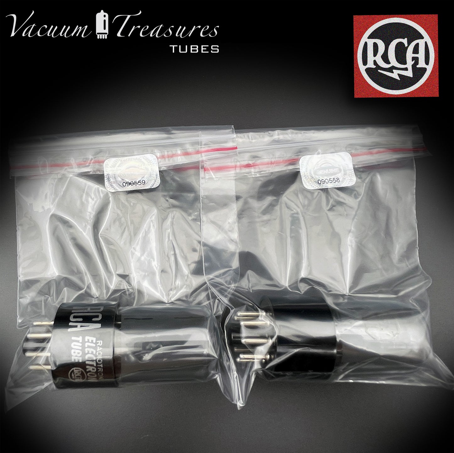 6SL7 GT ( VT-229 ) RCA NOS Black Plates Legendary Graphite Glass Square Getter Tested Pair Tubes Made in USA '50s