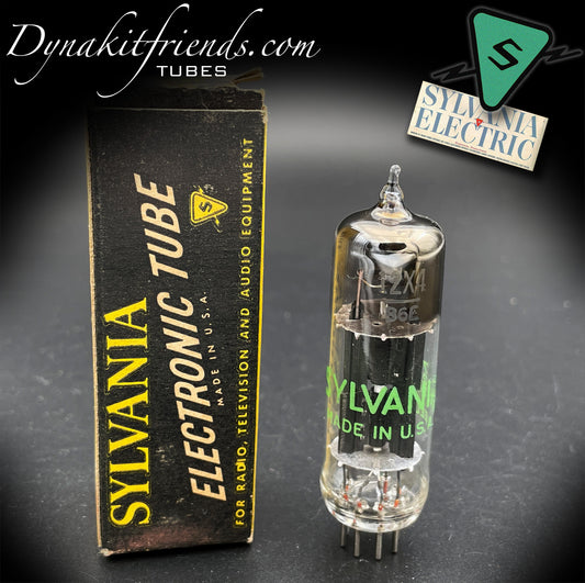 12X4 SYLVANIA NOS Schwarzplatten-Quadrat-Getterröhren-Gleichrichter, hergestellt in den USA '48