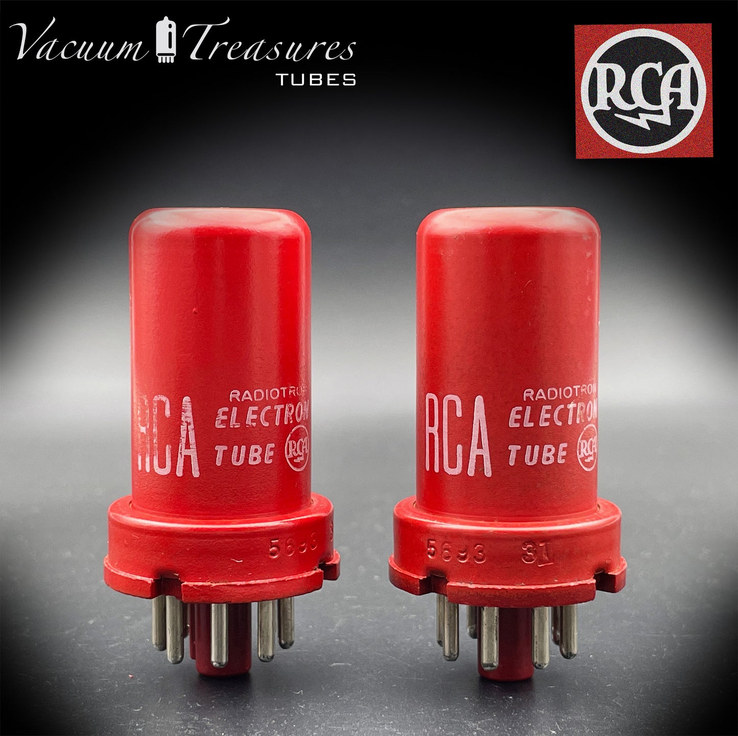 5693 ( CV3699 ) RCA NOS SPECIAL RED AMPLITREX Matched Pair Tubes MADE IN USA '52
