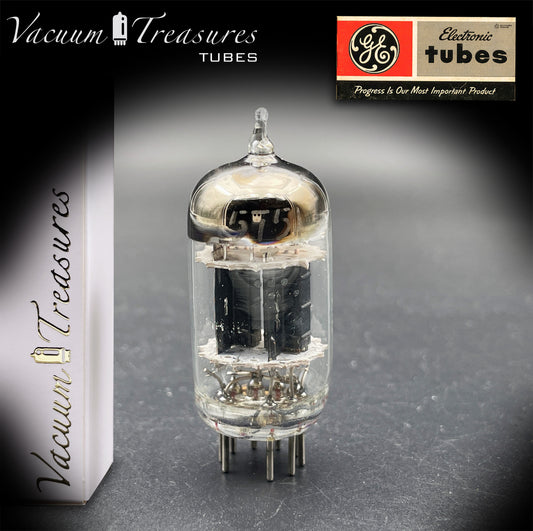 5751 GE NOS Triple Mica Black Plates Square Getter Amplitrex Tested Tube Made in USA '50s