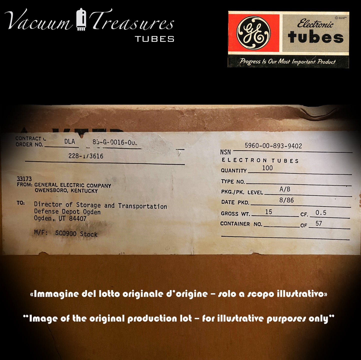 6AS7GA GE NOS NIB Military Green Label Matched Quad Black Plates AMPLITREX Tested USA