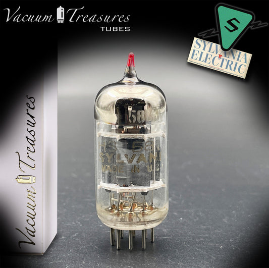 5814A / 12AU7 Sylvania Gold Brand Triple Mica Red Tip Square Getter Made in USA