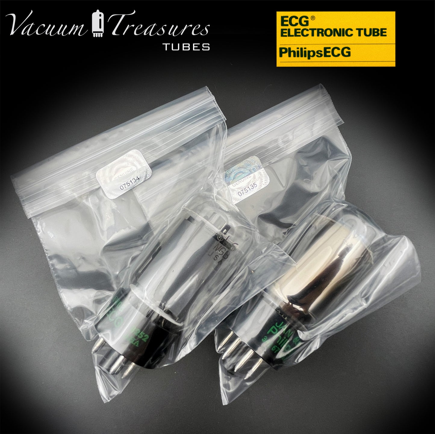JAN 6L6WGB PHILIPS ECG Matched Pair Gray Plates Side Halo Getter AMPLITREX Tested – NOS NIB