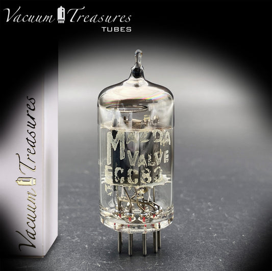 12AX7 / ECC83 Mazda Valve Short Gray Plates Halo Getter - Low Noise & Mic - Made in England BVA