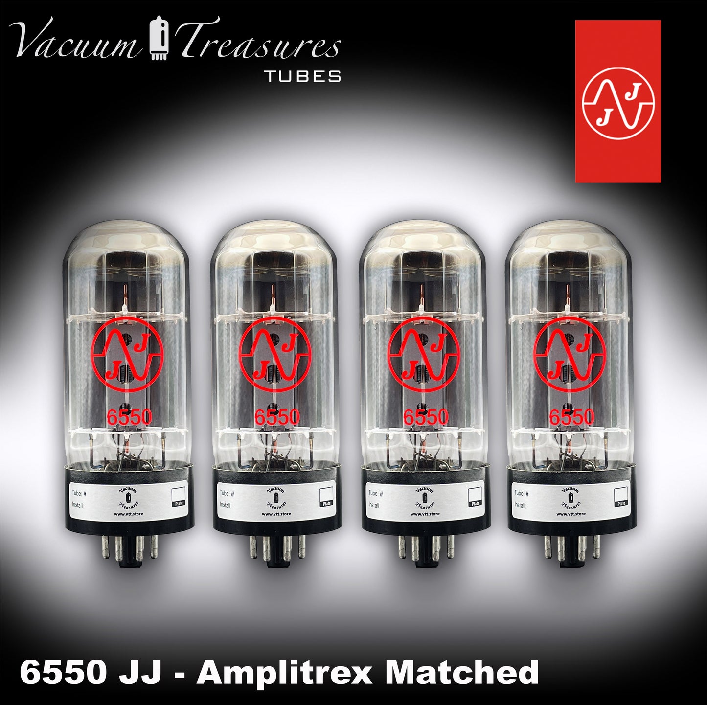 6550 JJ Matched Quad - AMPLITREX Tested Tubes - NEW - 4 Valvole IN ORIGINAL BOX