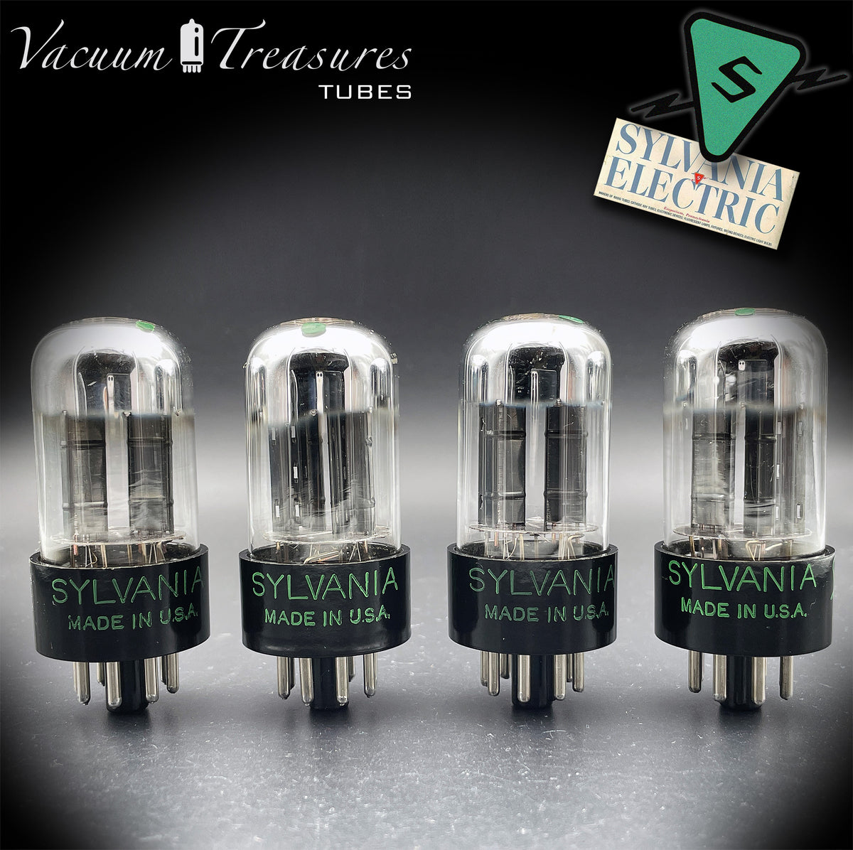 6SN7GTA NOS SYLVANIA Chrome Top Matched Quad - Same Production Code - Low Noise & Microphonics - AMPLITREX Tested