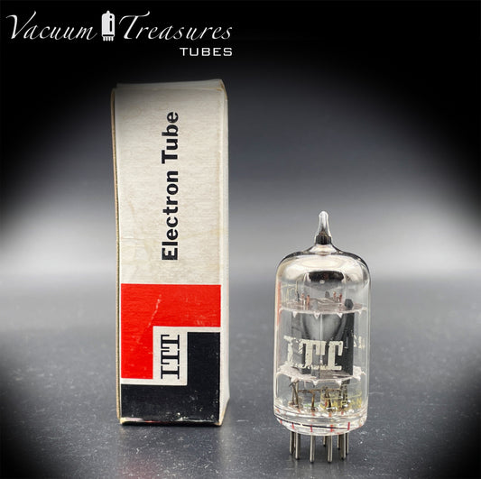 12AU7 / ECC82 NOS ITT Short Gray Plates Halo Getter AMPLITREX Tested – Low Noise & Microphonics Tube