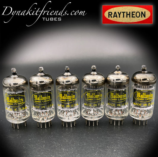 12AU7 (ECC82) RAYTHEON NOS Lange schwarze Platten Halo Getter Matched Tubes Made in USA '59