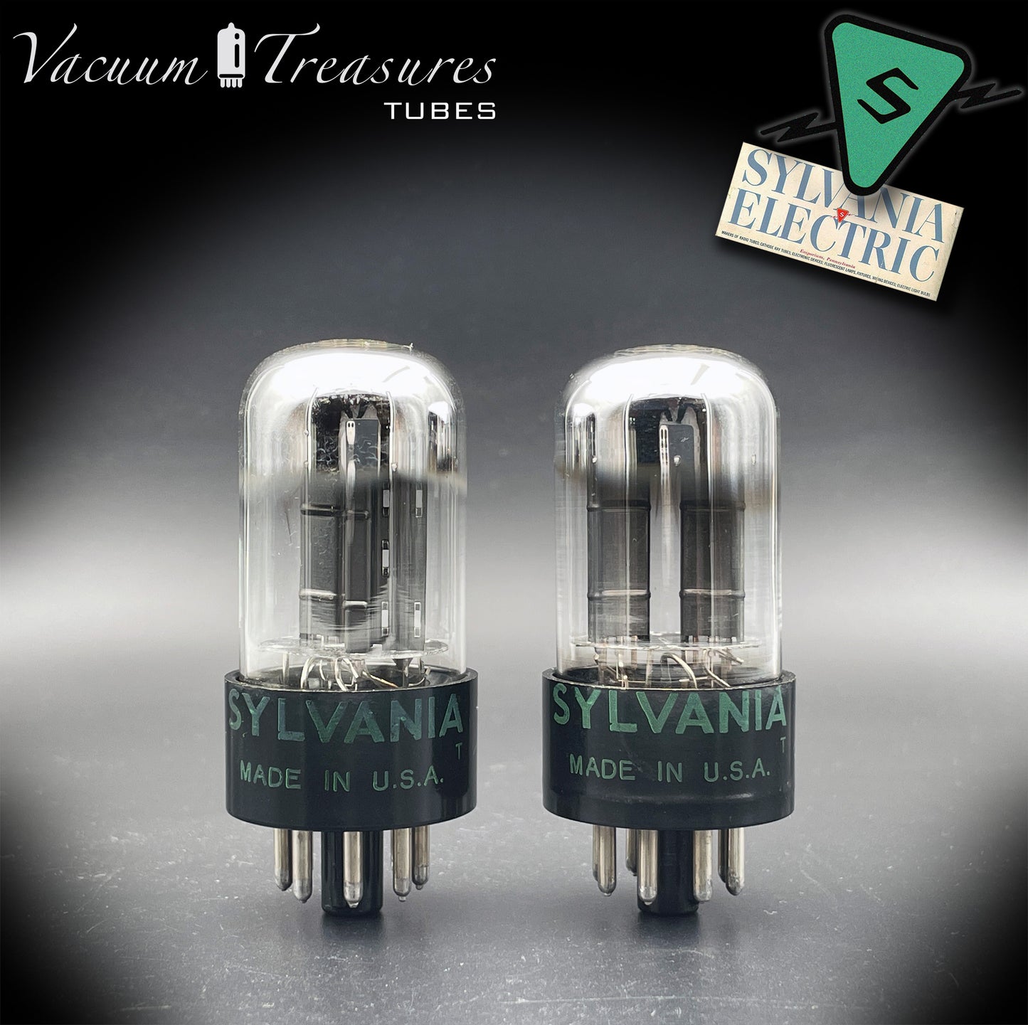 6SN7 GTB SYLVANIA NOS CHROME TOP Matched Pair Tubes Made in USA '47