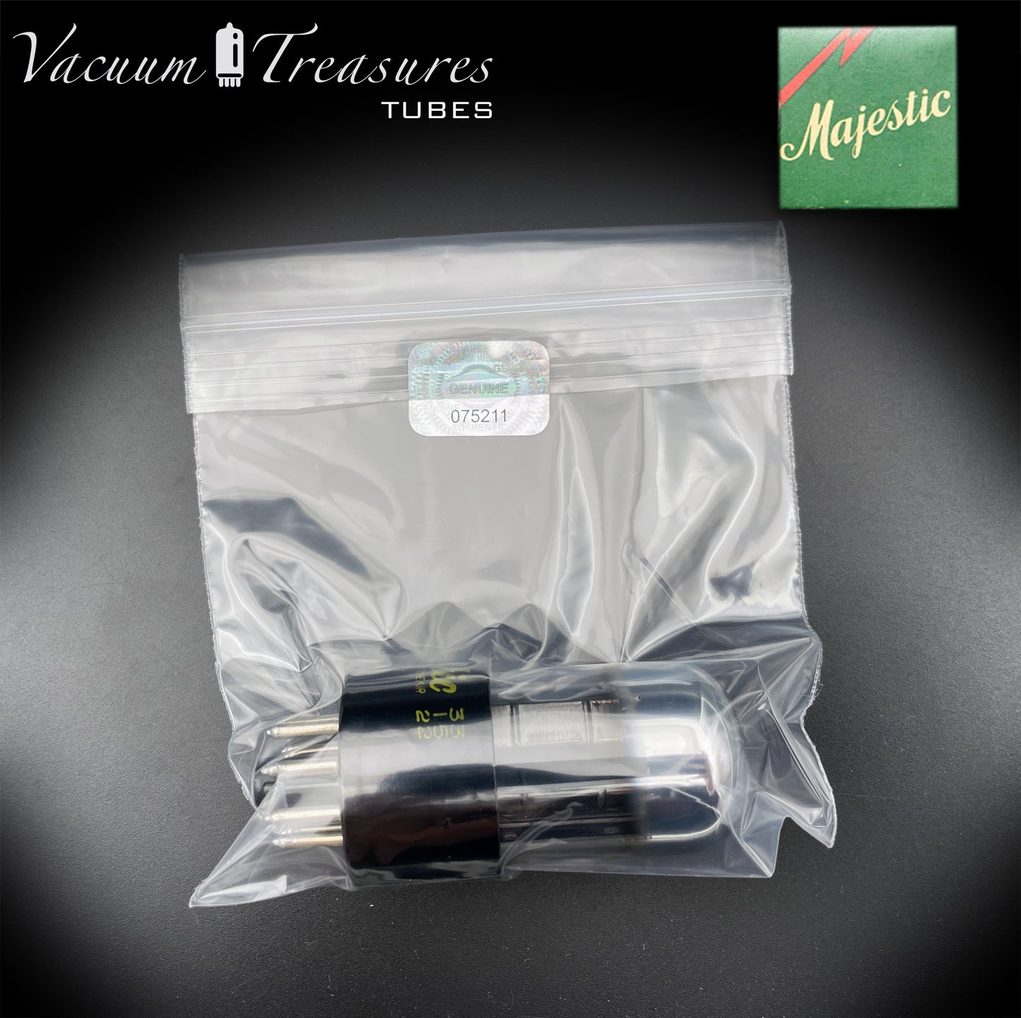 6SN7GTA NOS MAJESTIC by SYLVANIA CHROME TOP AMPLITREX Tested Tube Made in USA '50s