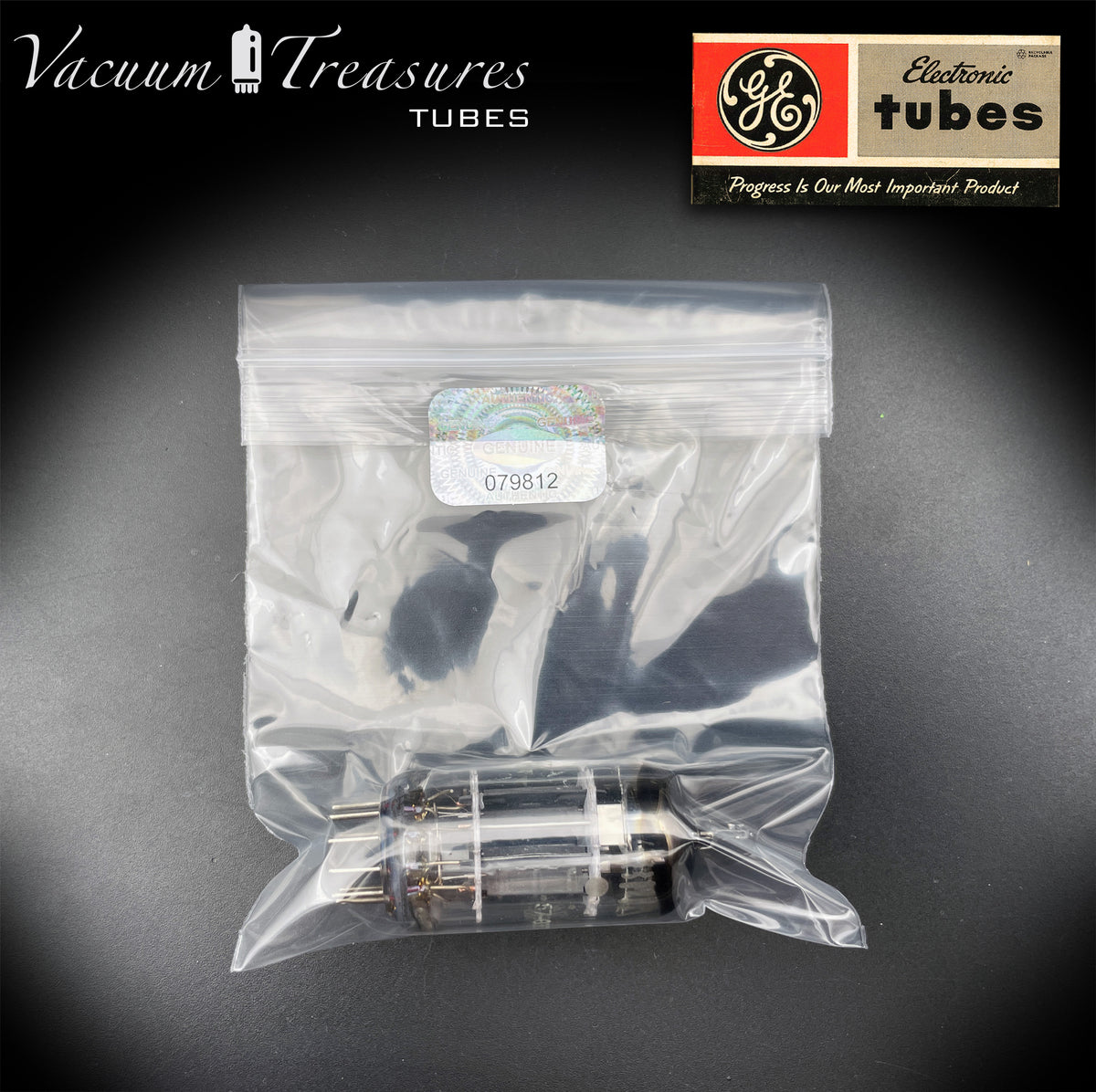 5814A / 12AU7WA / E82CC GE NOS NIB Five Stars Triple Mica Gray Plates Horse Shoe Getter Made in USA