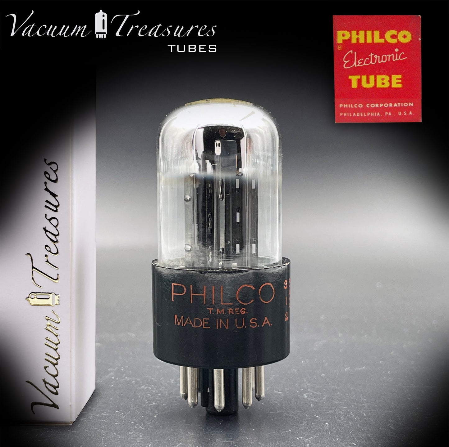 6SN7GTA NOS PHILCO by SYLVANIA CHROME TOP AMPLITREX Tested Tube Made in USA '50s