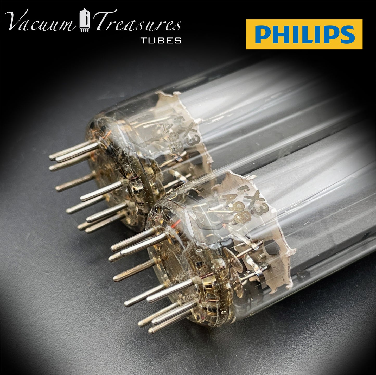 6BQ5 ( EL84 ) PHILIPS Gray Plates Halo Getter rX3 Matched Tubes Made in AUSTRIA '50s