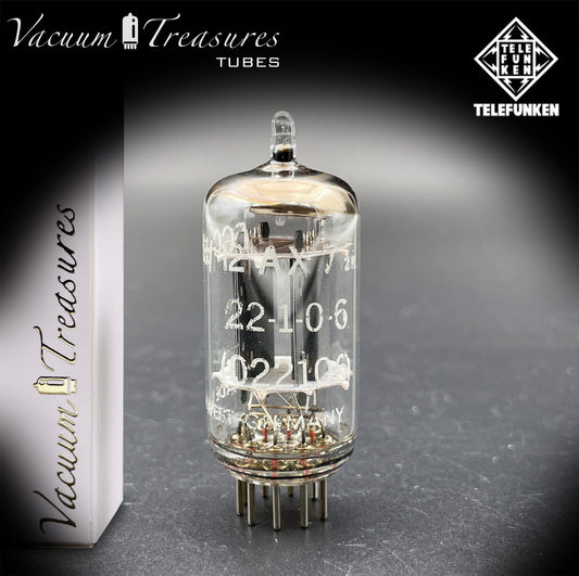 12AX7 ECC83 NOS Telefunken – Smooth Plates Diamond Bottom Tested Tube Western Germany