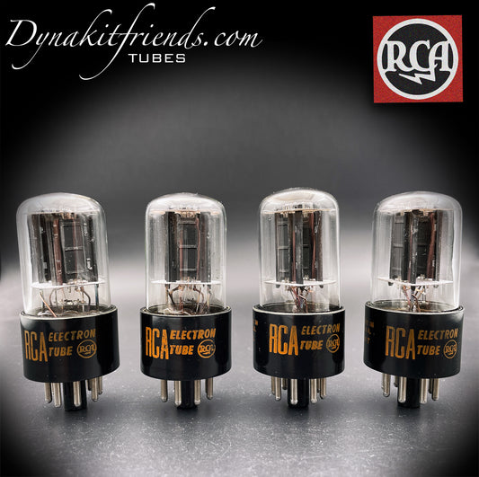 6SN7 GTB RCA Black Plates Square Getter Matched Tubes Made in USA '60s