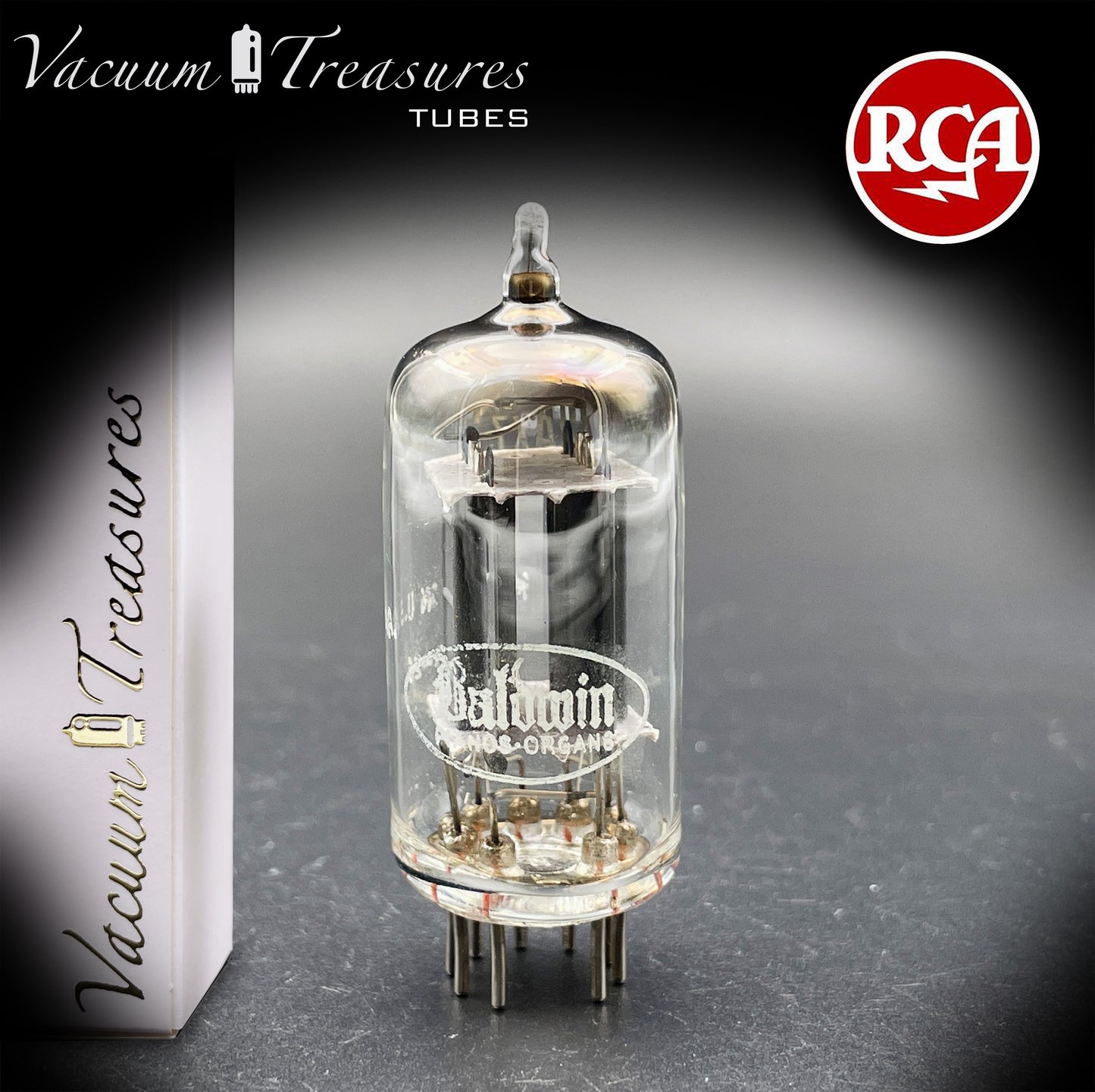 12AX7 ECC83 Baldwin/RCA Long Gray Square Tilt Getter Tested Tube Made in USA '60