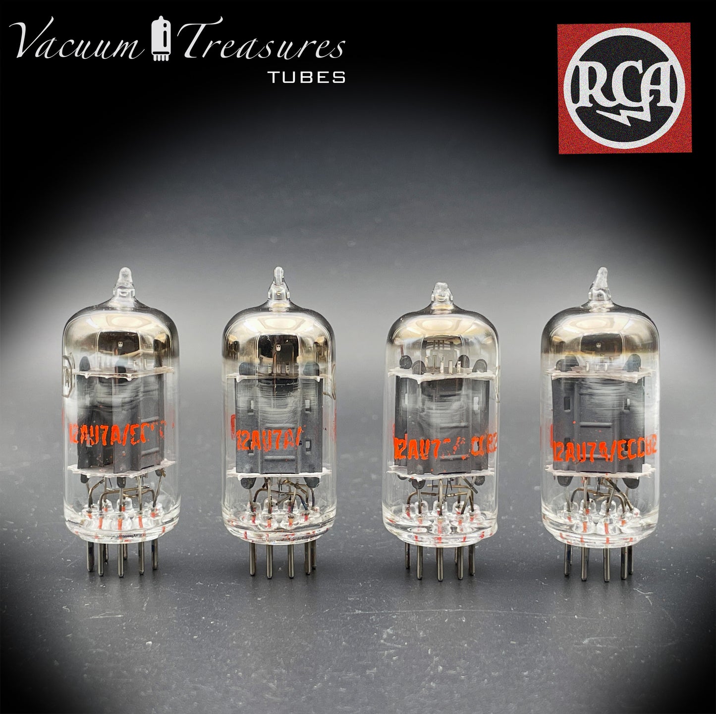 12AU7 A ( ECC82 ) RCA NOS Long Gray Plates Halo Getter Matched Tubes Made in USA