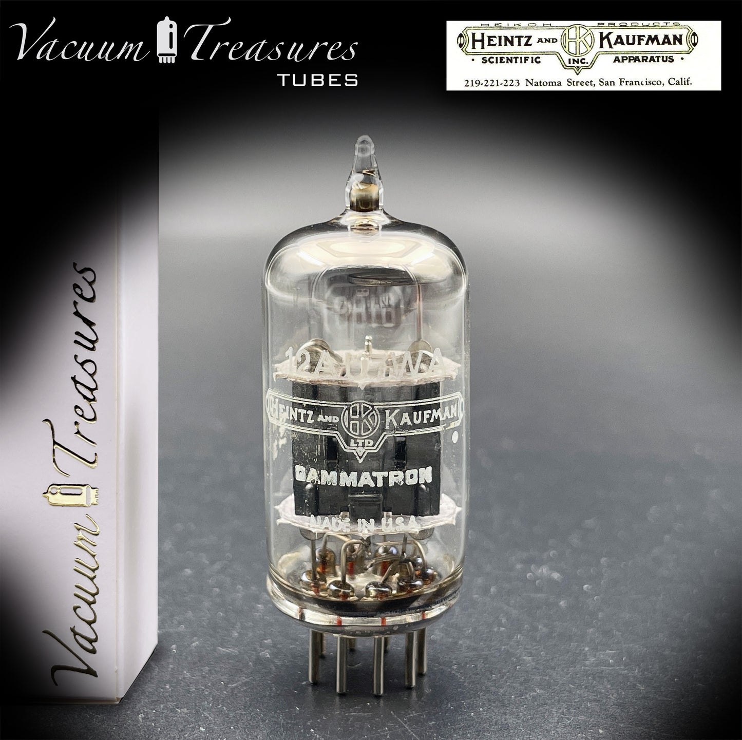 12AU7WA / CV4003 / 6189 Heinz & Kauffman Black Plates Halo Getter Made in USA