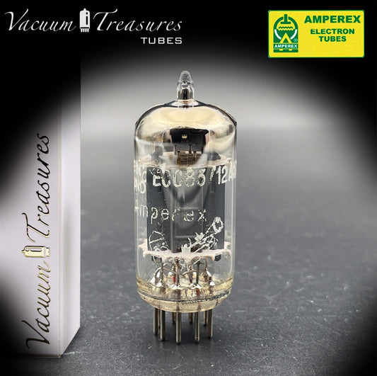 12AX7 / ECC83 NOS Amperex Bugle Boy AMPLITREX Tested Long Plates Foil Getter '58