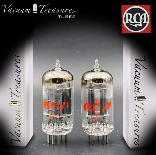 12AU7 A ( ECC82 ) RCA NOS Long Gray Plates Halo Getter Matched Tubes Made in USA