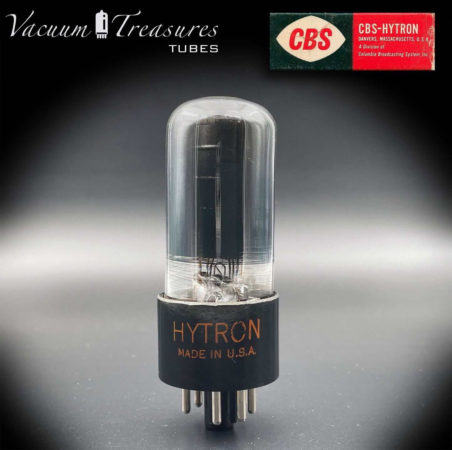 6V6 GT HYTRON Placas negras Vidrio ahumado [] Tubo probado por Getter Hecho en EE. UU. '47