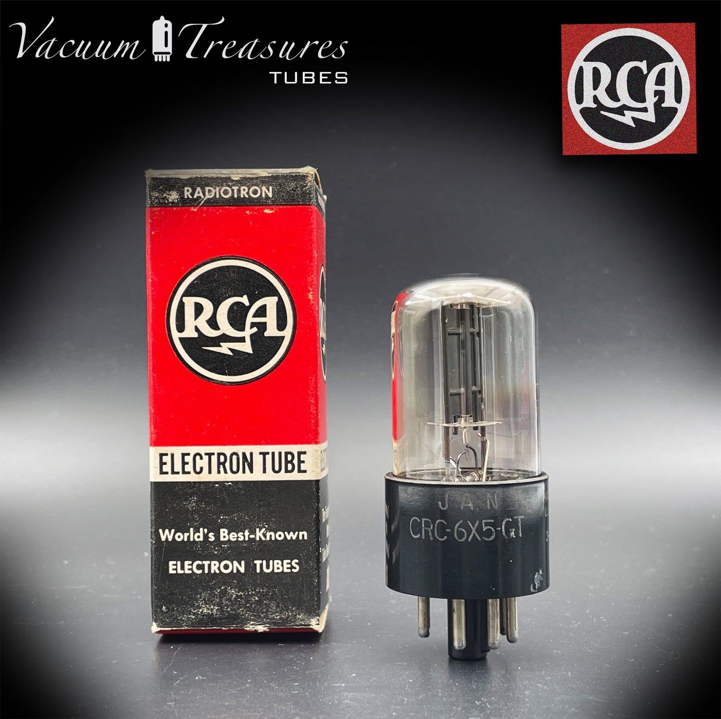 JAN CRC 6X5 GT ( 6Z5P ) RCA Black Plates D Getter Rectifier Tube MADE IN USA '53