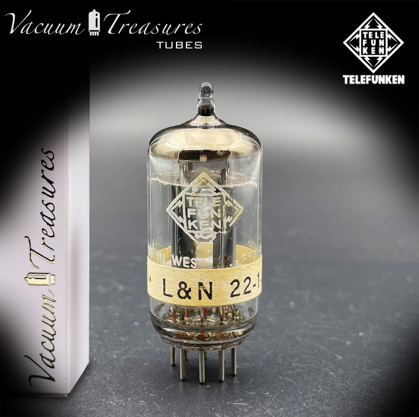 12AX7 ECC83 NOS Telefunken – Smooth Plates Diamond Bottom Tested Tube Western Germany