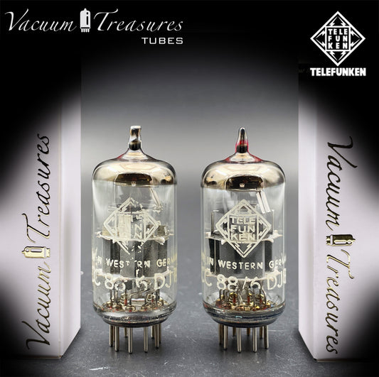 ECC88 6DJ8 TELEFUNKEN Matched Pair Red Dot Same Data Code Diamond <> Bottom Berlino Tubes Made In Western Germany