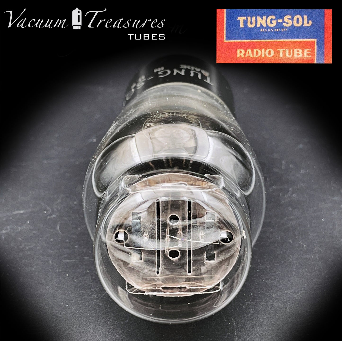 5Y3G 5Z2P TUNG-SOL NOS Hanging Filaments Black Ribbed Plates Foil Getter Tube Rectifier Made in USA '50s