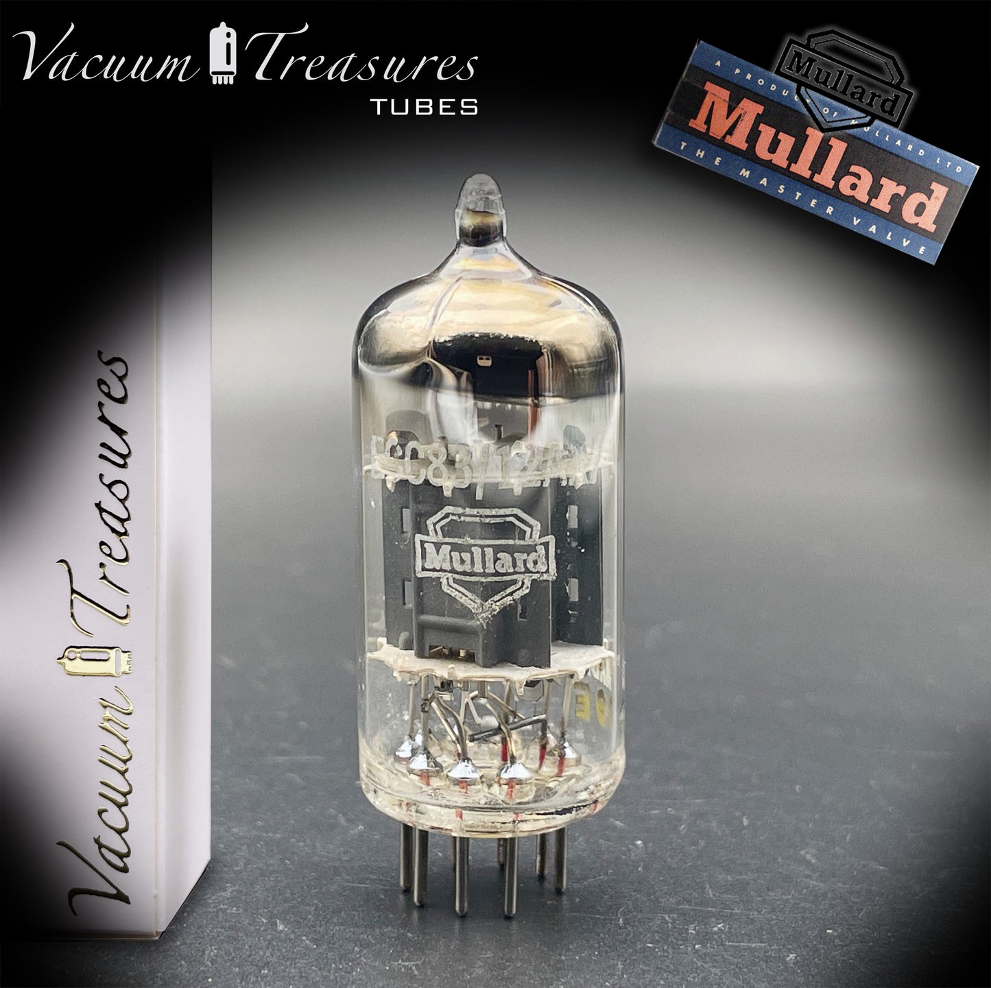 12AX7 / ECC83 NOS MULLARD Blackburn 1959 – Short Gray Plates – Halo Getter – Balanced Section