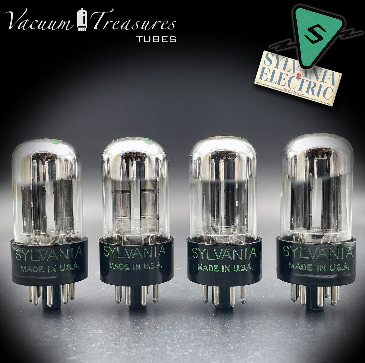 6SN7GTA NOS SYLVANIA Chrome Top Matched Quad - Same Production Code - Low Noise & Microphonics - AMPLITREX Tested