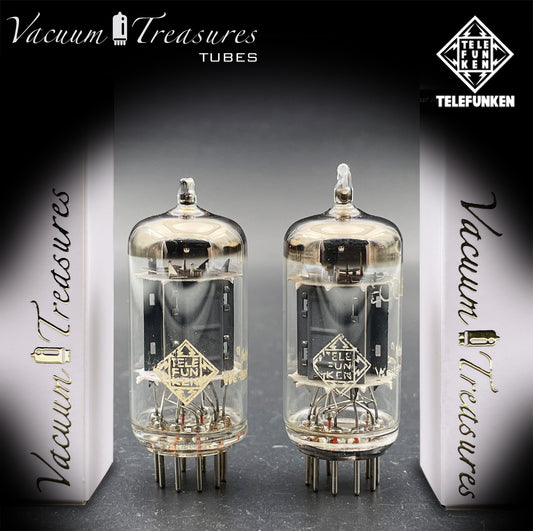 12AX7 / ECC83 TELEFUNKEN Tested Pair Tubes – Ribbed Plates Diamond Bottom Made in Germany