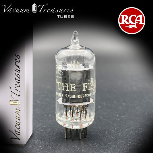 7025 12AX7 RCA Clear Top Long Gray Plates Side D Getter Tested Tube Made in USA '60s