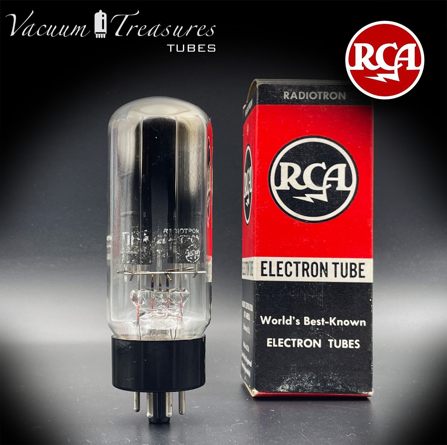 5U4GB 5AS4A RCA NOS NIB Black Plates Tall Bottle Tested Tube Top Side Square Getter Rectifier Made in USA '60s