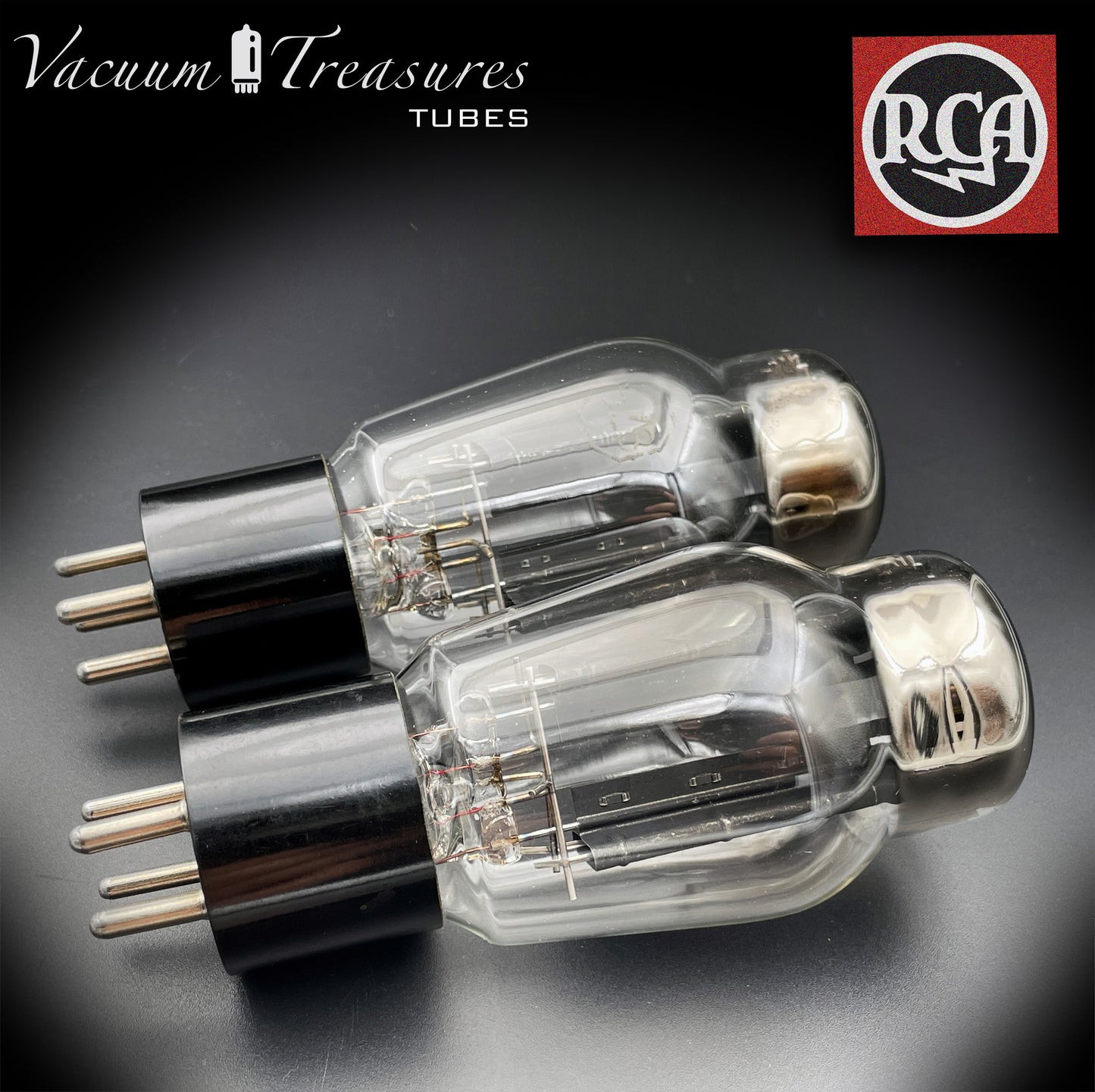 Plaques noires RCA 5Z3 (VT-145) côté supérieur [] Getter paire assortie de tubes redresseurs fabriqués aux États-Unis