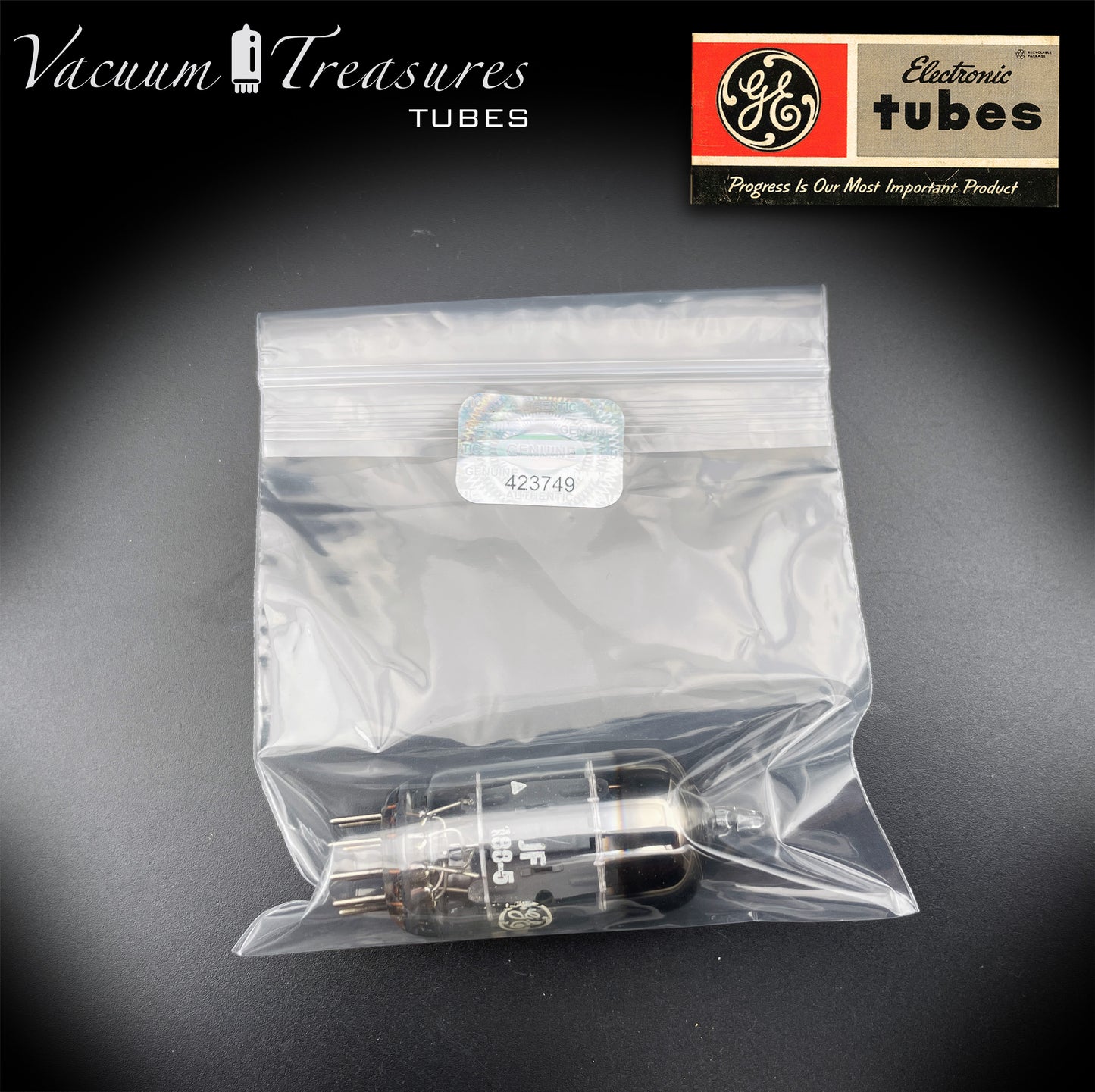 5751 GE NOS NIB Five Stars Gray Plates Halo Getter Tested Tube Made in USA '72