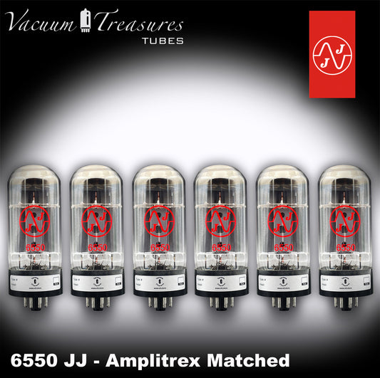 6550 JJ Matched Sextet - AMPLITREX Tested Tubes - NEW - 6 Valvole IN ORIGINAL BOX