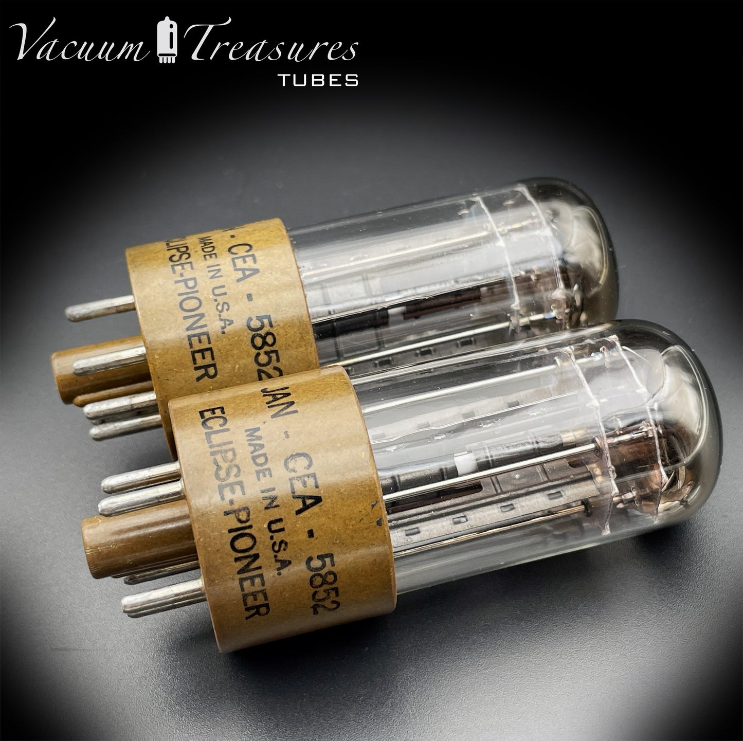 JAN - CEA - 5852 ( 6X5G - TE-5 ) NOS NIB ECLIPSE - PIONEER Black Plates 3 Mica 4 Getters [] [] [] []  Matched Tubes MADE IN USA