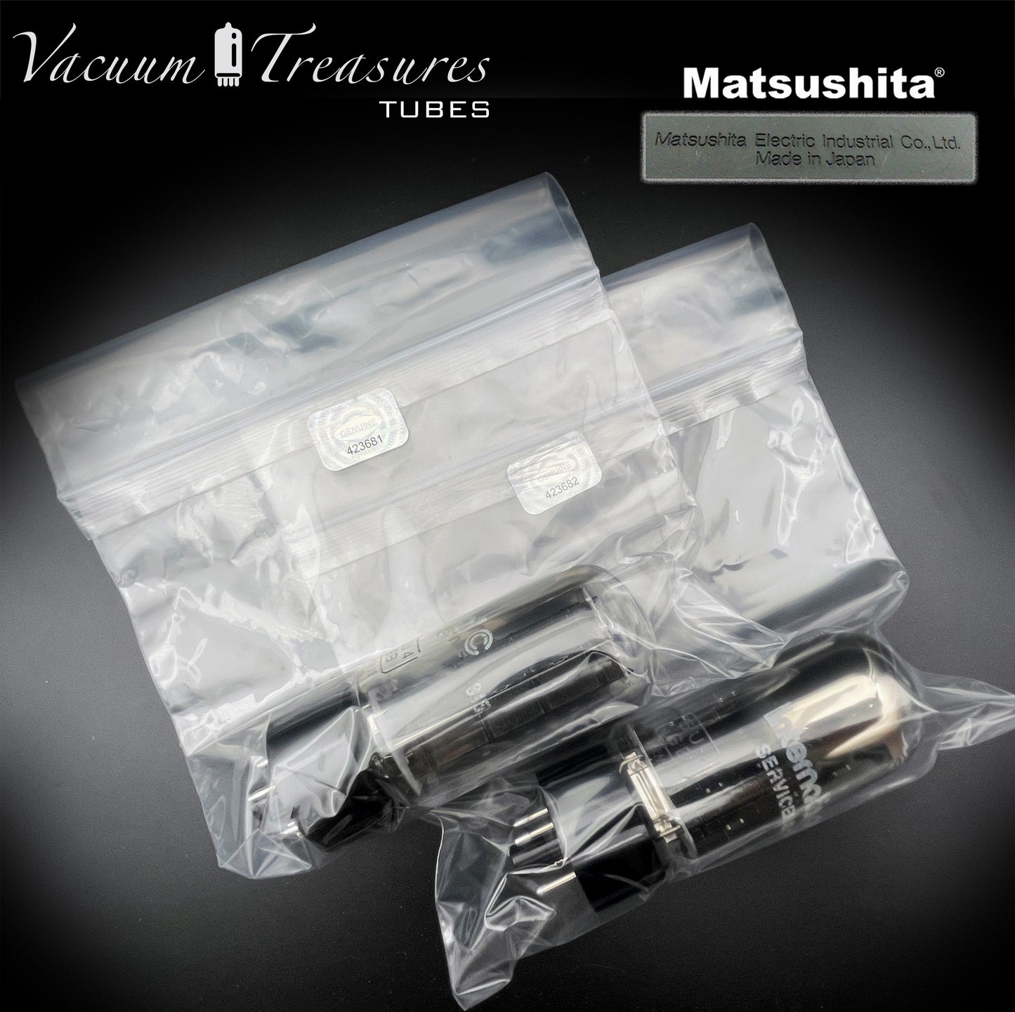 5U4GB 5AS4A NOS NIB MATSUSHITA/International Black Plates Matched Pair Tubes Top Side Halo Getter Rectifiers Made in JAPAN – Same Factory Code
