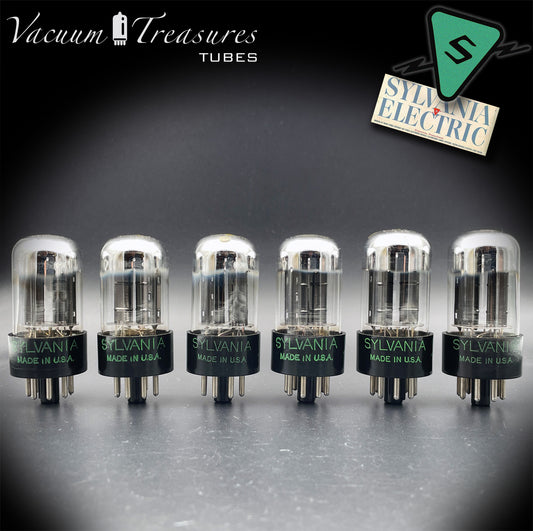 6SN7GTB NOS SYLVANIA CHROME TOP Matched Sextet -Same Codes - Tubes USA 1955