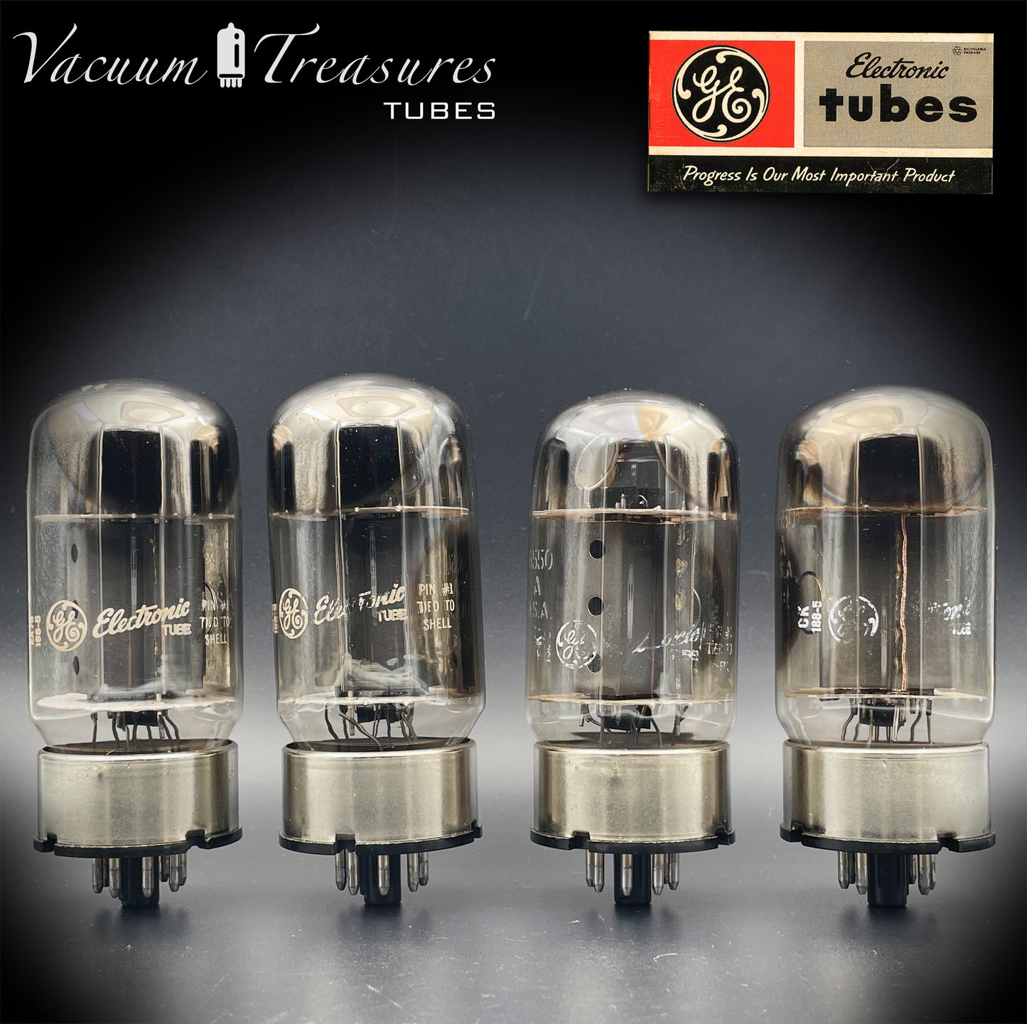 6550 GE Vintage Matched Quad - First Version - Welded Plates MADE IN USA