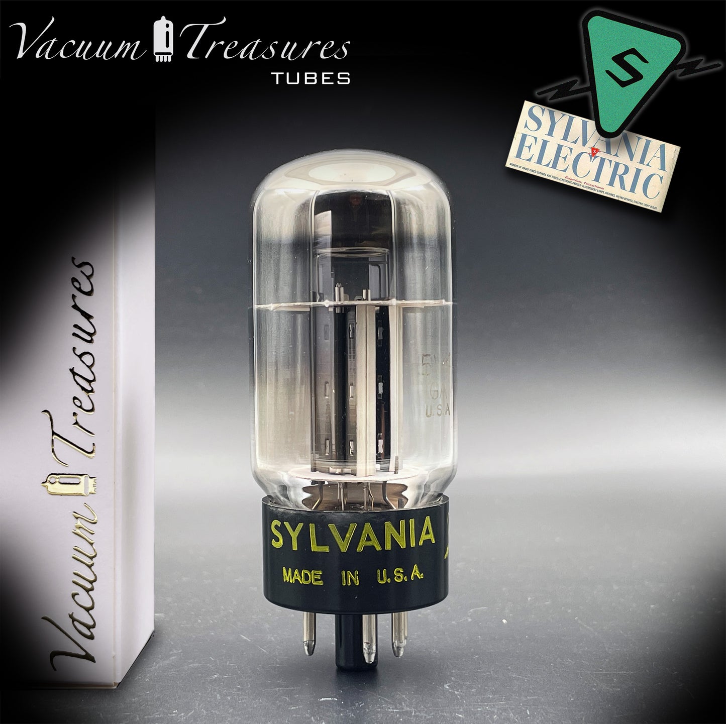 5V4GA SYLVANIA NOS Black Plates Halo Getter Rectifier Tube Made in USA