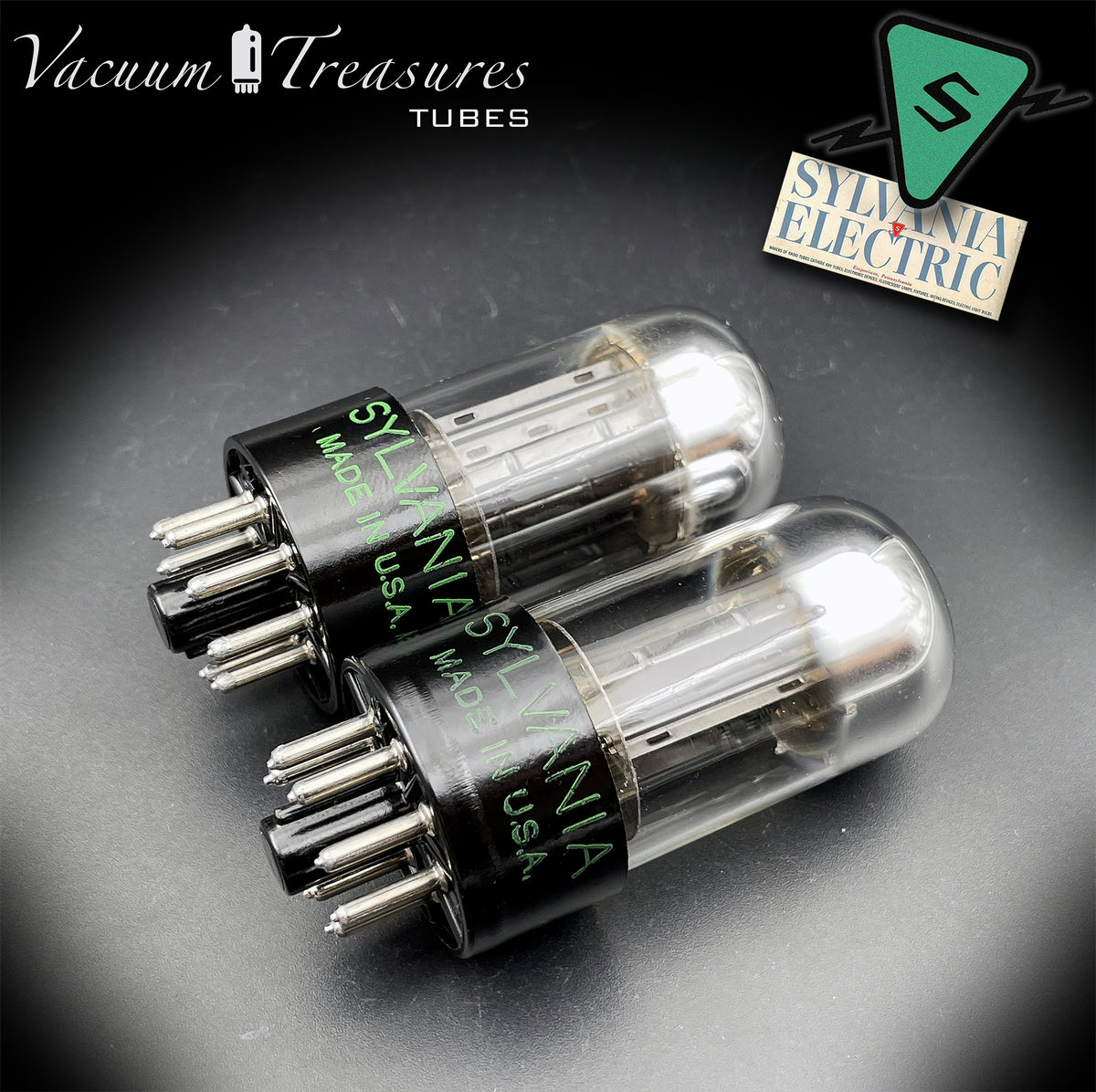 6SN7GTA NOS SYLVANIA Chrome Top Matched Pair - Same Production Code - Low Noise & Microphonics - AMPLITREX Tested