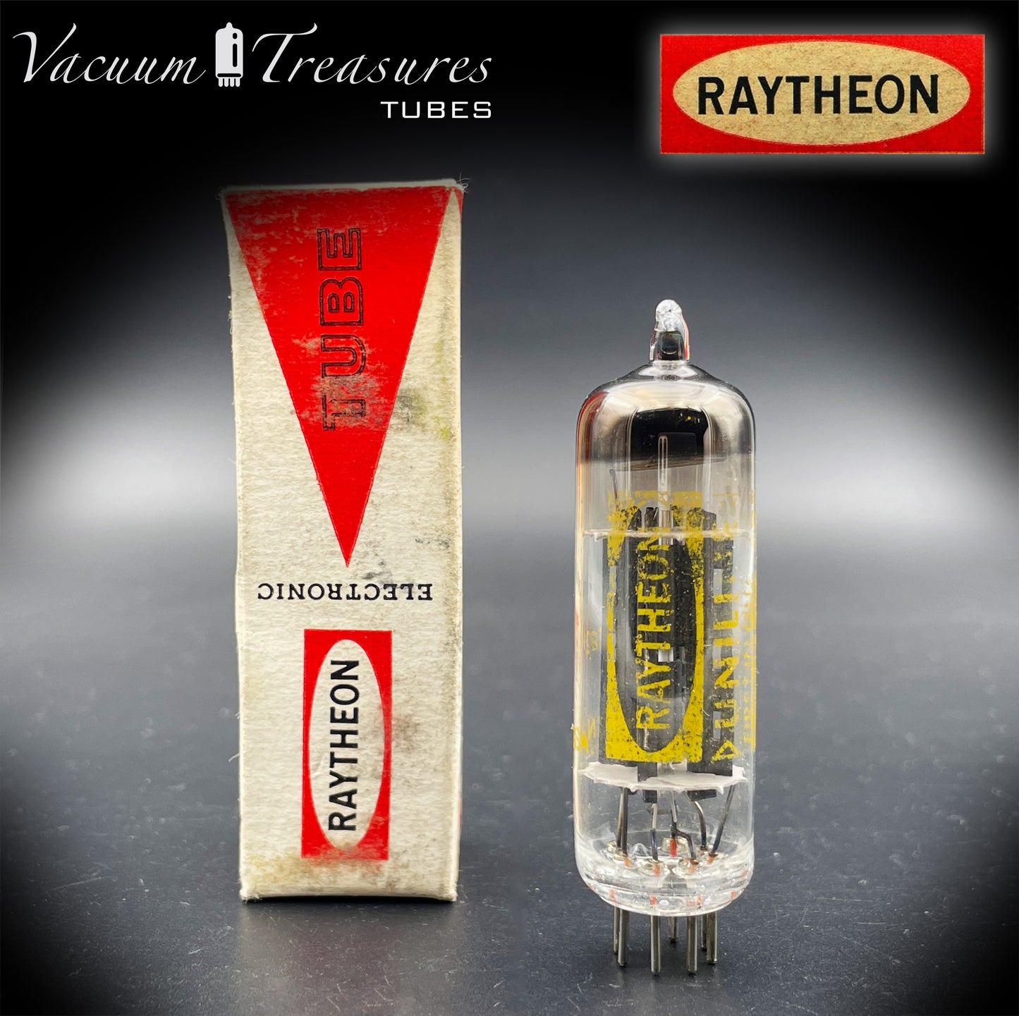 12X4 RAYTHEON NOS NIB Black Plates Halo Getter Tube Rectifier Made in USA '60s