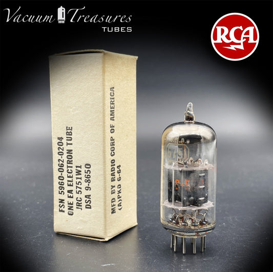 JRC 5751W1 RCA NOS NIB Black Plates Halo Getter Amplitrex Tested Tube Made in USA '64