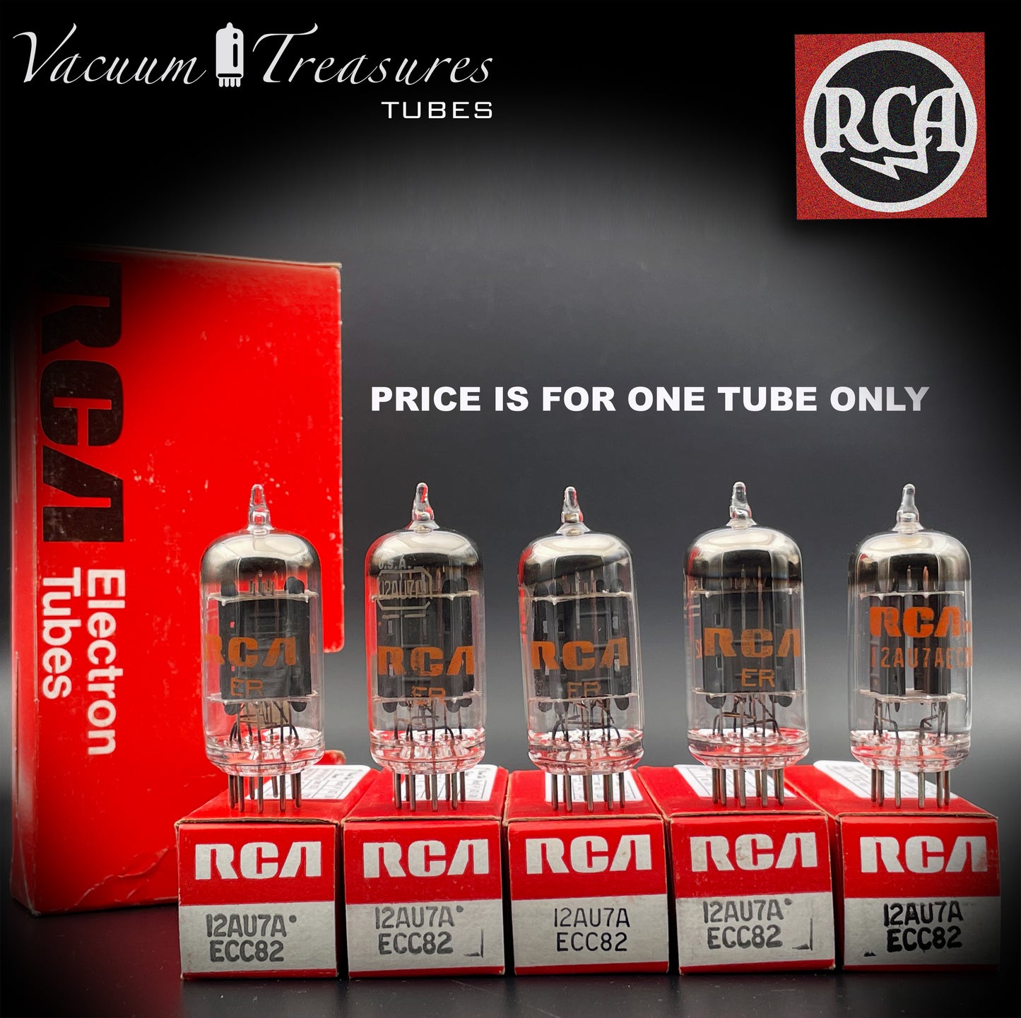 12AU7 A ( ECC82 ) RCA NOS NIB Long Gray Plates Halo Getter Tested Tubes Made in USA