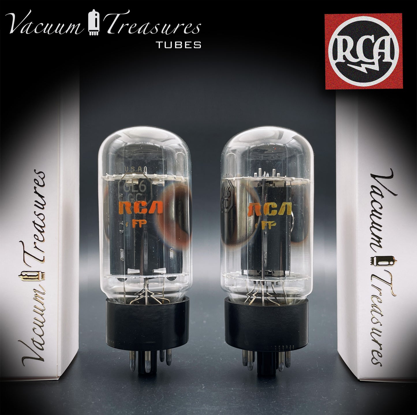 Plaques noires RCA 6L6GC, Tubes assortis Getter côté OO fabriqués aux États-Unis