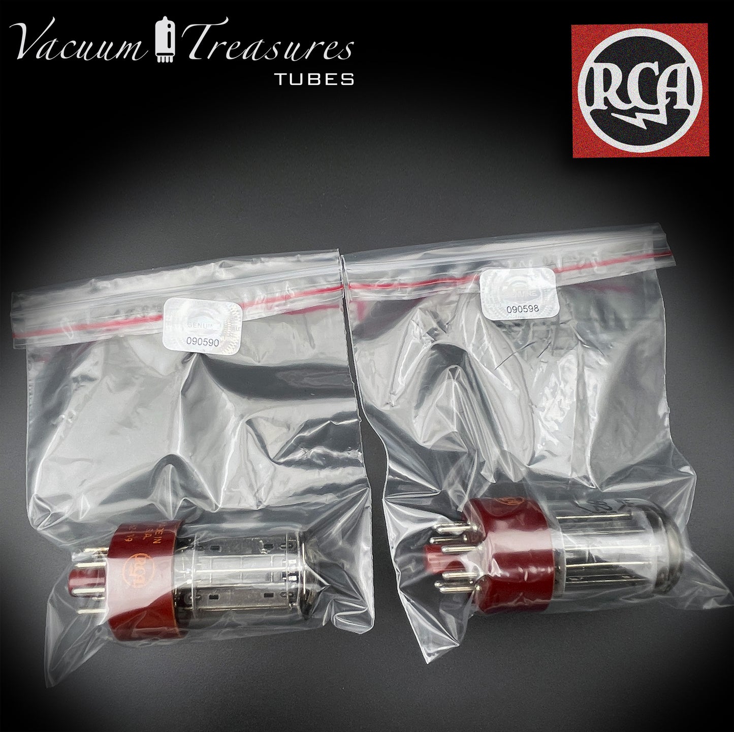 5692 ( 6SN7 GT ) RCA NOS TUBE LEGENDARY RED BASE Black Plates Matched Pair Tubes Made in USA