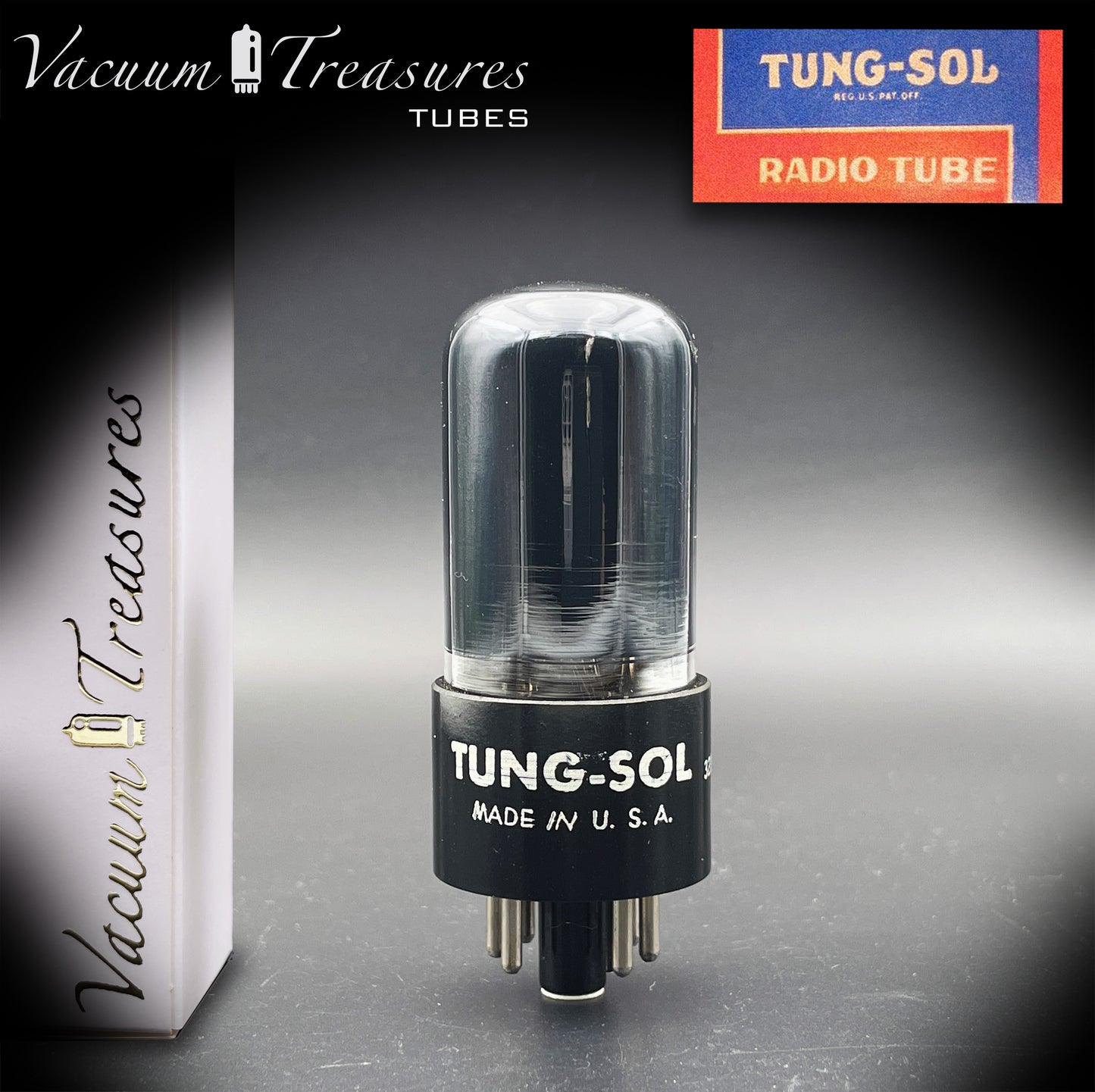 6V6 GT TUNG-SOL Black Glass Foil Getter Tested Pair Tubes MADE IN USA '56