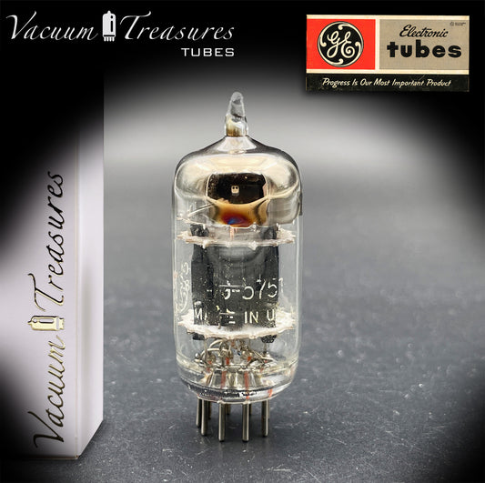 JG 5751 WA GE NOS Triple Mica Black Plates Square Getter Amplitrex Tested Tube Made in USA '55